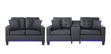 Genesis Black PU Sofa Loveseat Living Room Set