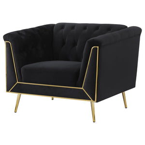 Holly - Tuxedo Arm Tufted Back Chair - Black