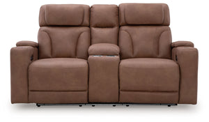 Clean-Slate - Caramel - Power Reclining Loveseat With Console / Adj Headrest