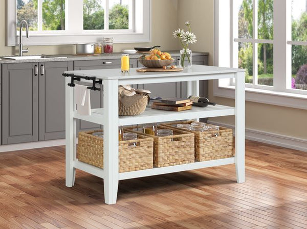 Sezye Kitchen Island Marble Top & White