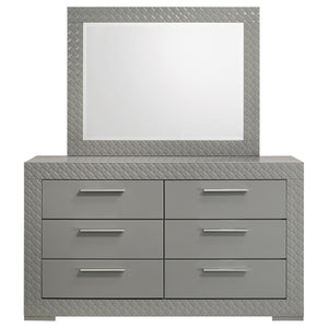 Ives - 6-Drawer Dresser And Mirror - Gray High Gloss