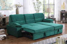 Kipling 97.5" Green Velvet Reversible Sleeper Sectional Sofa Chaise