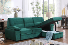 Kipling 97.5" Green Velvet Reversible Sleeper Sectional Sofa Chaise