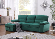 Kipling 97.5" Green Velvet Reversible Sleeper Sectional Sofa Chaise