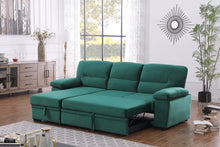 Kipling 97.5" Green Velvet Reversible Sleeper Sectional Sofa Chaise