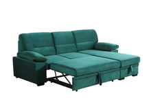 Kipling 97.5" Green Velvet Reversible Sleeper Sectional Sofa Chaise