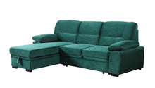 Kipling 97.5" Green Velvet Reversible Sleeper Sectional Sofa Chaise