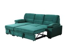 Kipling 97.5" Green Velvet Reversible Sleeper Sectional Sofa Chaise