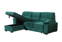 Kipling 97.5" Green Velvet Reversible Sleeper Sectional Sofa Chaise