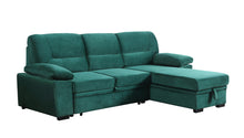 Kipling 97.5" Green Velvet Reversible Sleeper Sectional Sofa Chaise