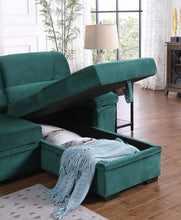 Kipling 97.5" Green Velvet Reversible Sleeper Sectional Sofa Chaise
