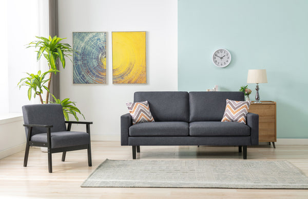 Bahamas 70"W Dark Gray Linen Sofa and Chair Set