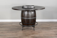 Homestead - Round Pub Table With Wine Barrel Base - Tobacco Leaf