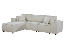 Harvey 104"W Sofa with Reversible Chaise in Beige Linen