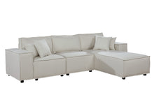 Harvey 104"W Sofa with Reversible Chaise in Beige Linen