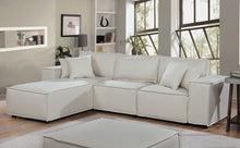 Harvey 104"W Sofa with Reversible Chaise in Beige Linen