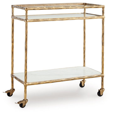 Plattfield - Bar Cart - Antique Gold Finish