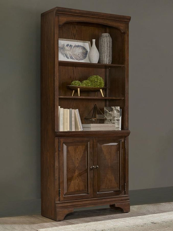 Hartshill 78-inch 3-shelf Cabinet Bookcase – Burnished Oak