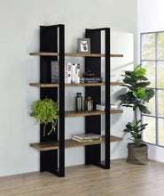 Danbrook 71-inch 4-shelf Bookshelf Black and Aged Walnut – Black