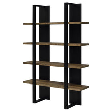 Danbrook 71-inch 4-shelf Bookshelf Black and Aged Walnut – Black