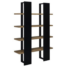 Danbrook 71-inch 4-shelf Bookshelf Black and Aged Walnut – Black