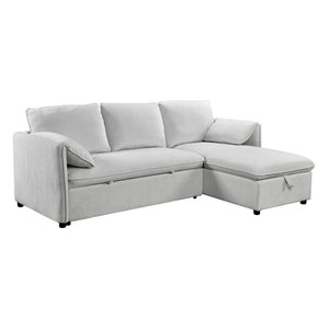 Yaroslav - Sectional Sofa With Sleeper & Storage - Cream Velvet