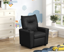 Perline 23"W Black PU Leather Kids Recliner Chair