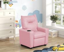 Perline 23"W Pink PU Leather Kids Recliner Chair