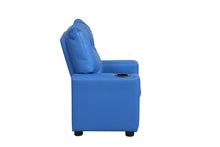 Perline 23"W Blue PU Leather Kids Recliner Chair