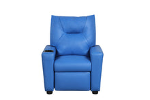 Perline 23"W Blue PU Leather Kids Recliner Chair