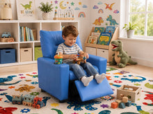 Perline 23"W Blue PU Leather Kids Recliner Chair
