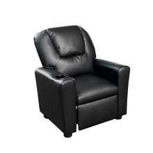 Marisa 23"W Black PU Leather Kids Recliner Chair