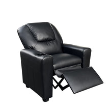 Marisa 23"W Black PU Leather Kids Recliner Chair
