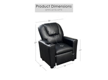Marisa 23"W Black PU Leather Kids Recliner Chair