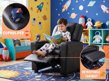 Marisa 23"W Black PU Leather Kids Recliner Chair