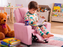 Marisa 23"W Pink PU Leather Kids Recliner Chair