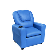 Marisa 23"W Blue PU Leather Kids Recliner Chair