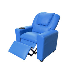 Marisa 23"W Blue PU Leather Kids Recliner Chair