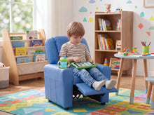 Marisa 23"W Blue PU Leather Kids Recliner Chair