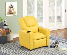 Marisa 23"W Yellow PU Leather Kids Recliner Chair