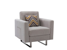 Victoria 33.5"W Beige Linen Fabric Armchair