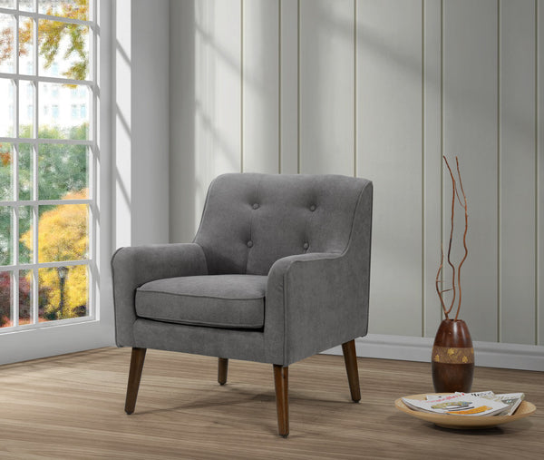 Ryder 25"W Mid Century Modern Gray Woven Fabric Tufted Armchair