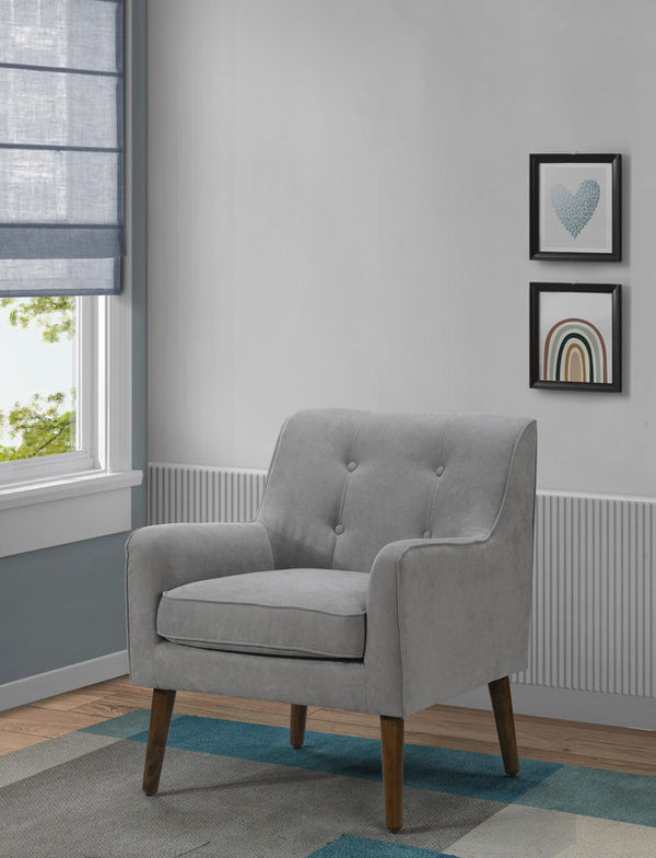 Ryder 25"W Mid Century Modern Steel Gray Woven Fabric Tufted Armchair