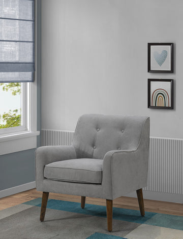 Ryder 25"W Mid Century Modern Steel Gray Woven Fabric Tufted Armchair