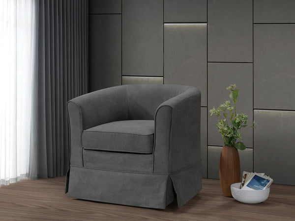Tucker 28"W Gray Woven Fabric Swivel Barrel Chair