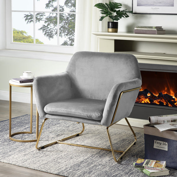 Keira 29.5"W Gray Velvet Accent Chair