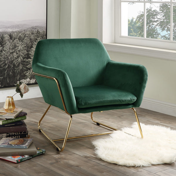 Keira 29.5"W Green Velvet Accent Chair