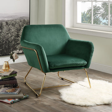 Keira 29.5"W Green Velvet Accent Chair