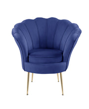 Angelina 34"W Blue Velvet Scalloped Back Barrel Accent Chair