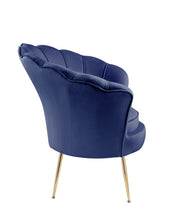 Angelina 34"W Blue Velvet Scalloped Back Barrel Accent Chair
